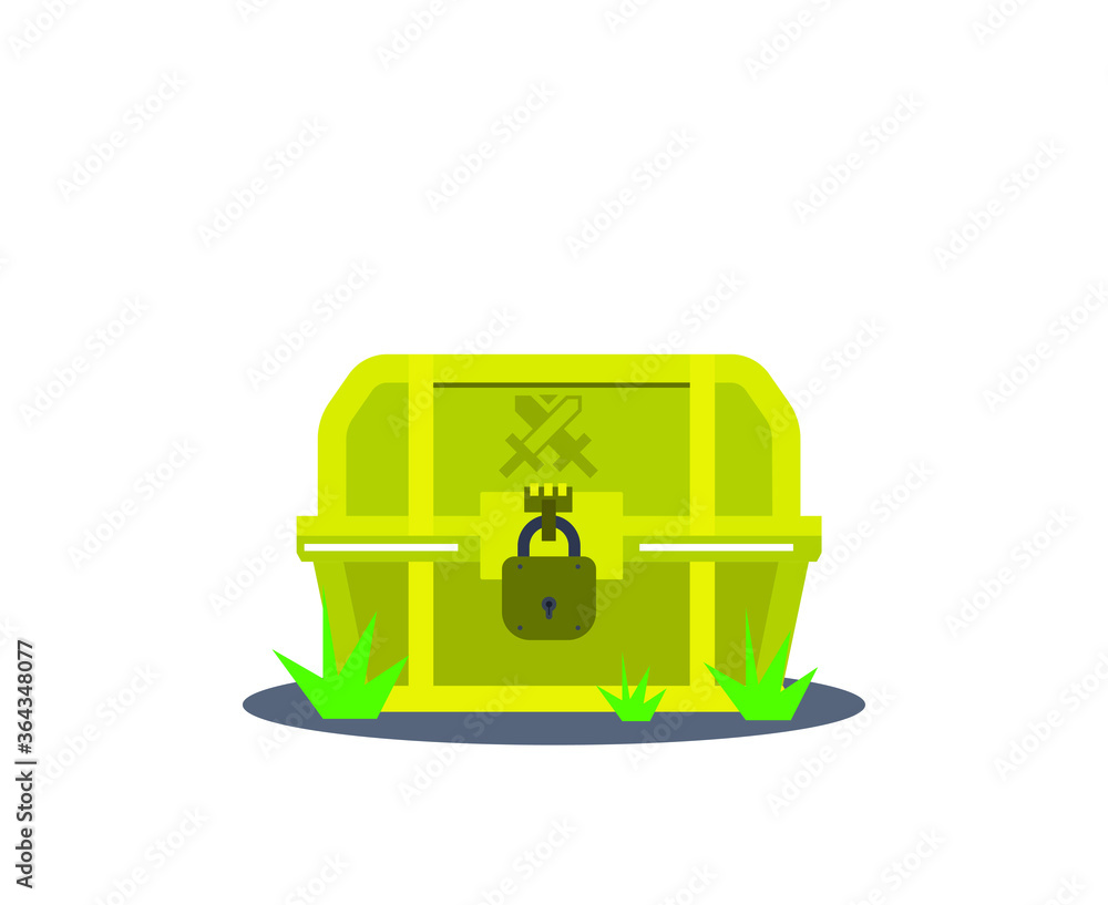 Fototapeta premium Chest with padlock vector icon