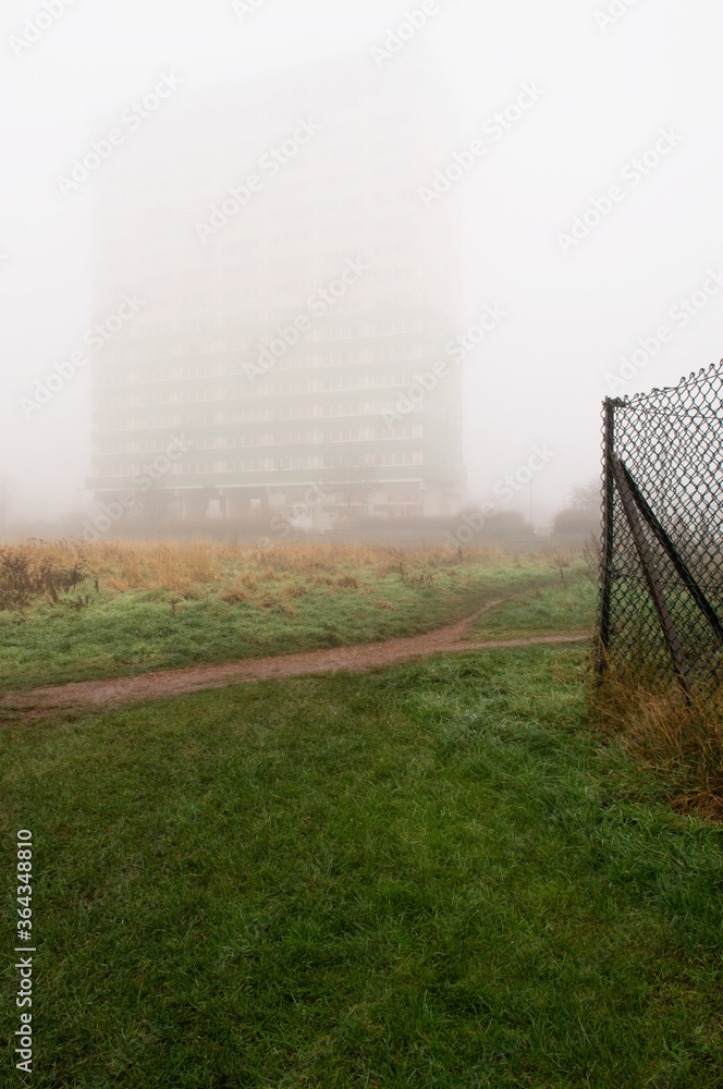 Block of flats hidden behind fog Block of flats hidden behind fog