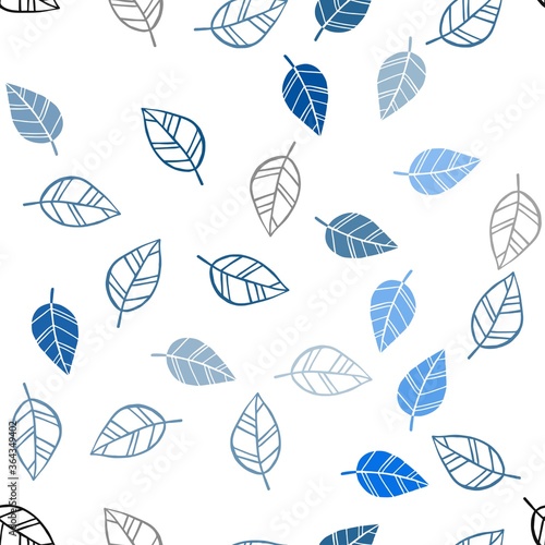 Light BLUE vector seamless doodle texture with leaves. Modern geometrical abstract illustration with leaves. Pattern for design of fabric, wallpapers.
