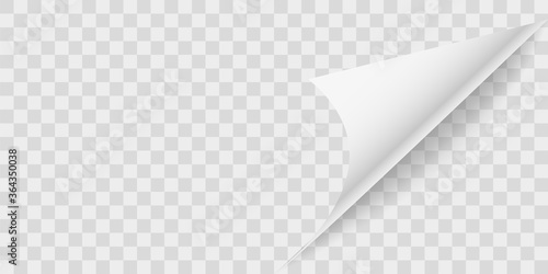 Curled page.Curled flip peel page on transparent background . Vector icon .