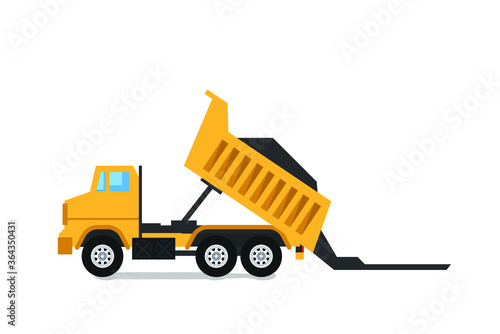 Mining Dumper Truck isolated on white (Yellow Mining Dumper Truck)