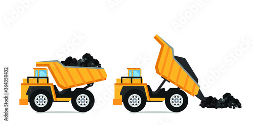 Mining Dumper Truck isolated on white (Yellow Mining Dumper Truck)
