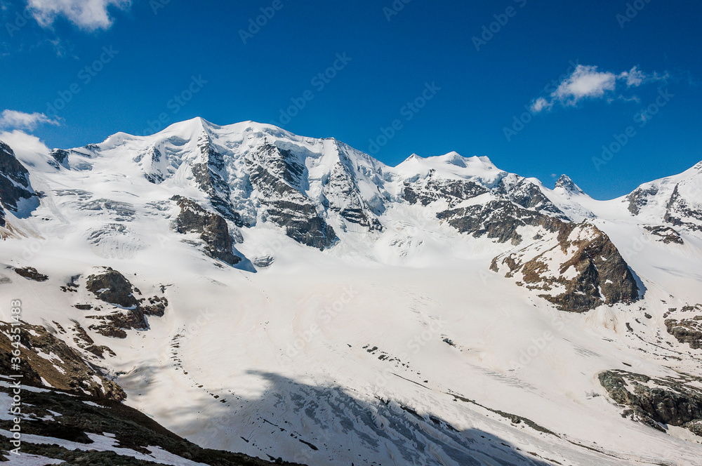 Bernina, Piz Palü, Diavolezza, Gletscher, Piz Bernina, Bellavista, Berninagruppe, Gletscherwanderung, Alpen, Pontresina, Graubünden, Sommer, Klimawandel, Schweiz