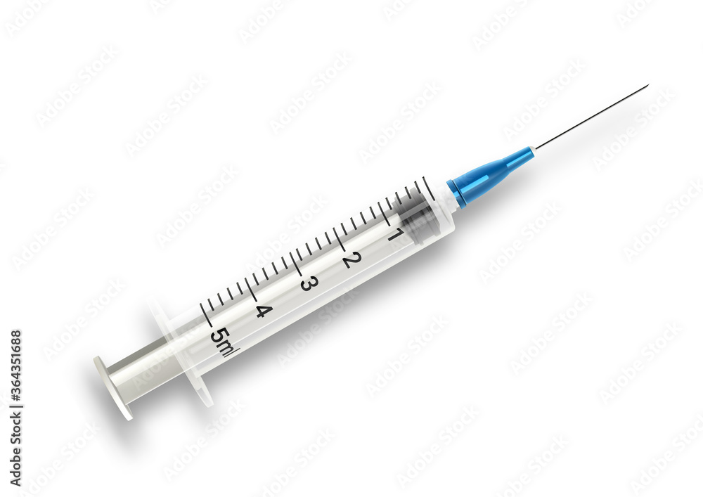 3d realistic white medical syringe. Design template on white background. Vector 3d realistic white medical syringe. Design template on white background. Vector