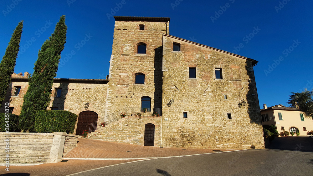 Ancient building in the center of Solomeo, a beautiful small village in Umbria.