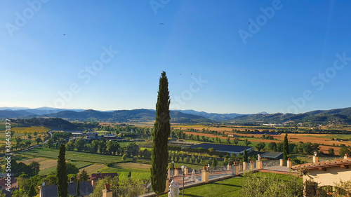 Landscape of the countryside from Solomeo, a beautiful hamlet that was built in the XII/XIII century in Umbria, Italy.