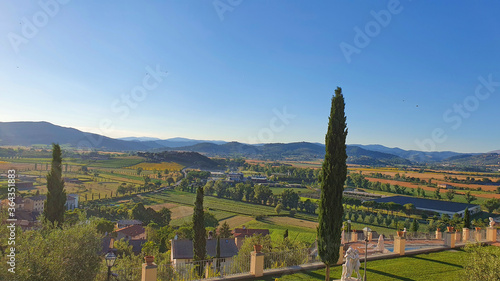 Landscape of the countryside from Solomeo, a beautiful hamlet that was built in the XII/XIII century in Umbria, Italy.