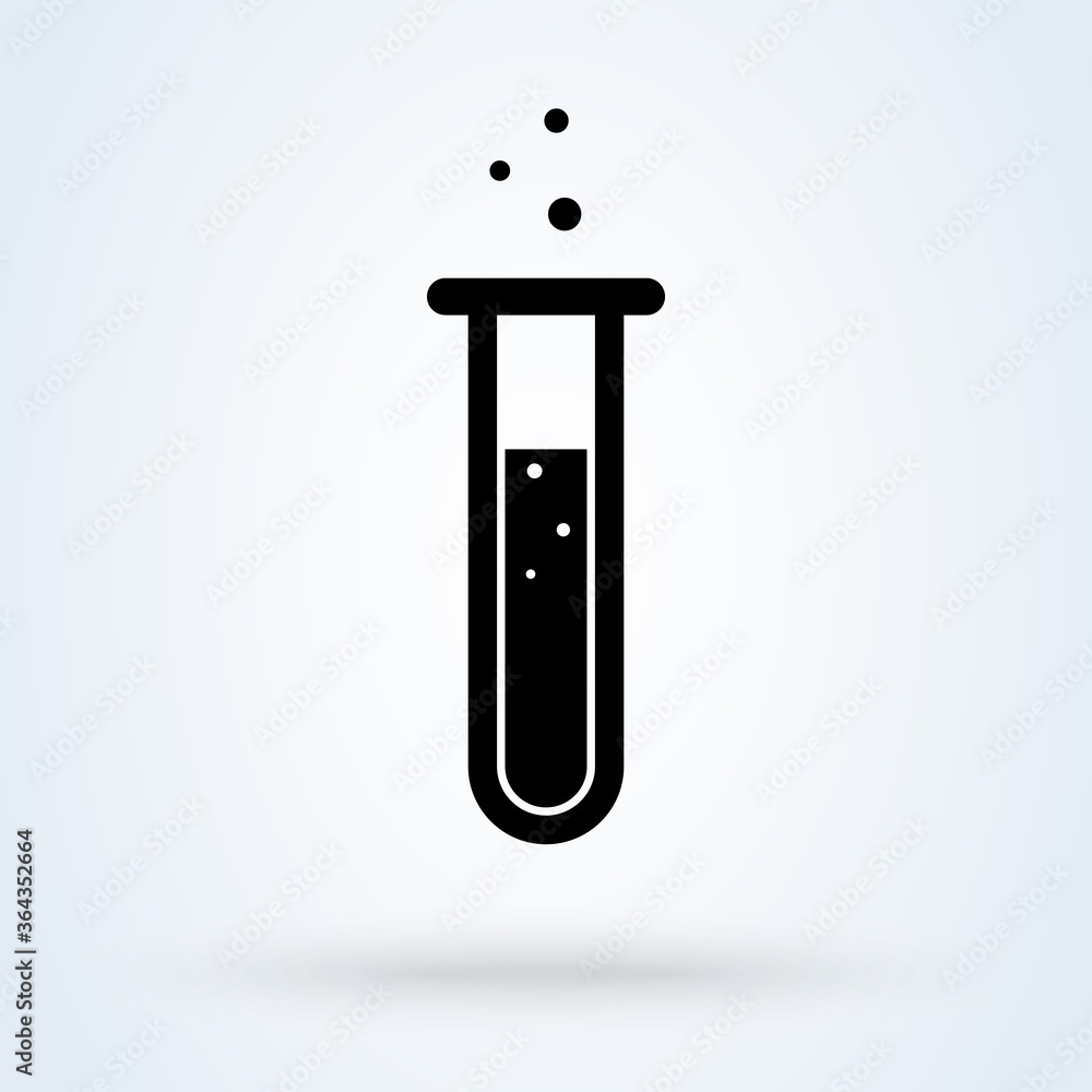 Laboratory test tubes for experiments. Chemical reaction flasks. Flat design style. Laboratory test tubes for experiments. Chemical reaction flasks. Flat design style.