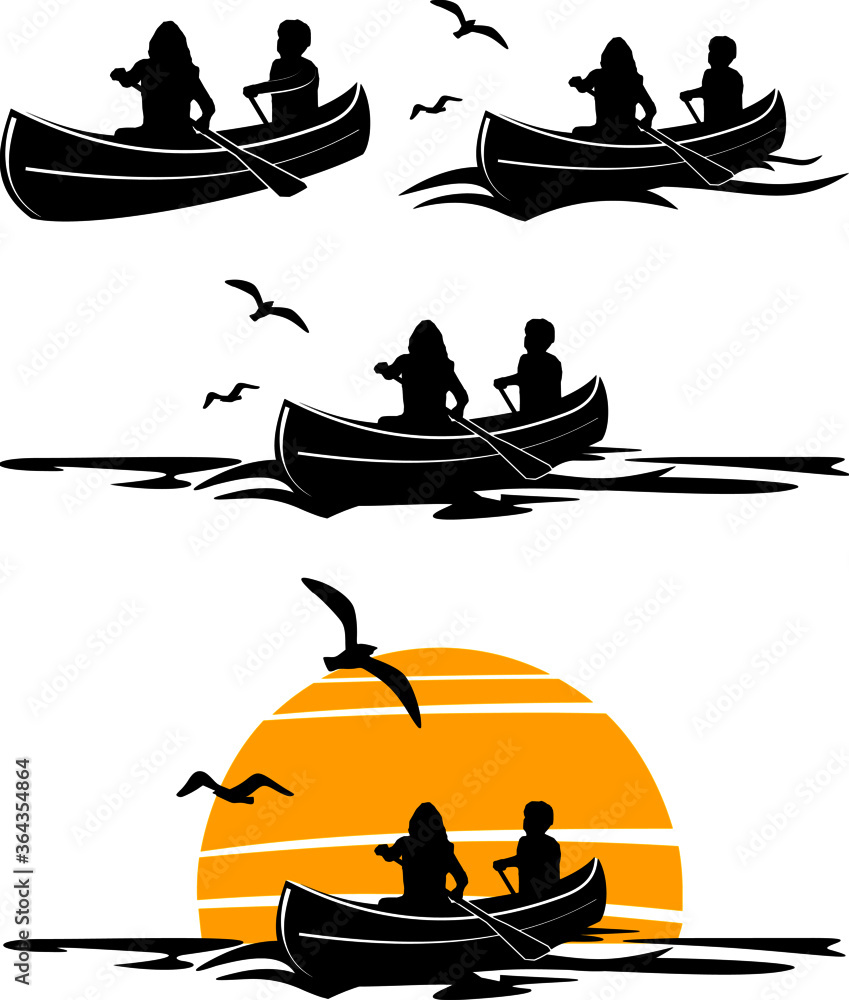 Canoe Boat abstract Vector Outline