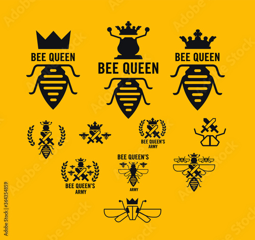 Bee, bee queen logo vector, use for logo designs, package design, honey products.