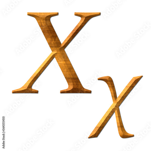 Greek alphabet wooden texture, Xi
