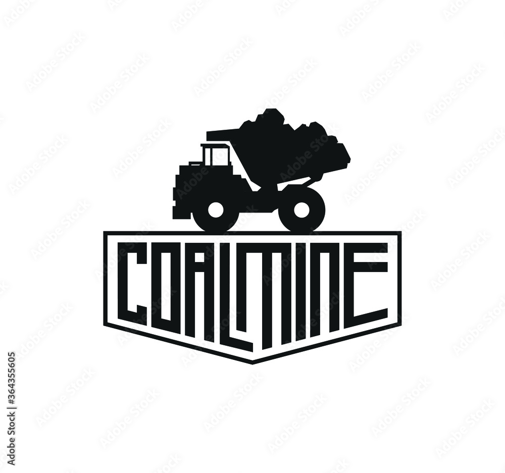 Fototapeta premium Coal mining logo with coal mine text and Coal mine icon