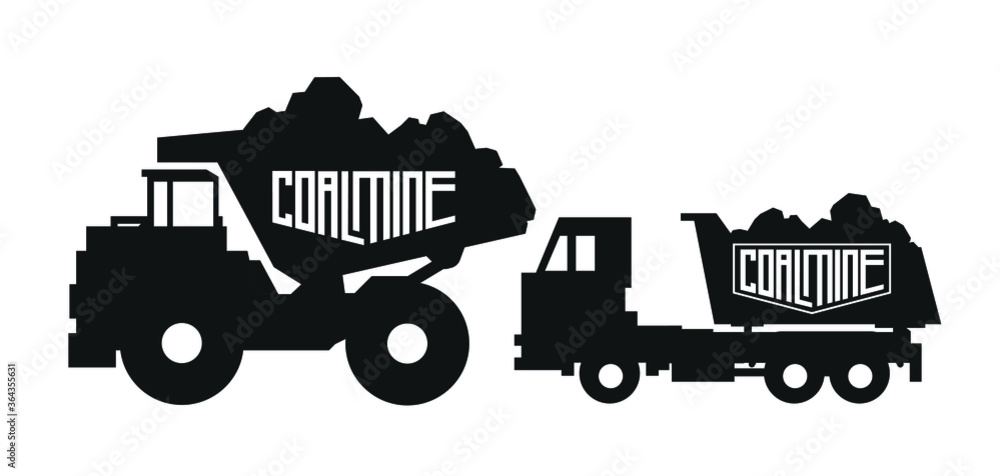 Coal mining logo with coal mine text and Coal mine icon Coal mining logo with coal mine text and Coal mine icon