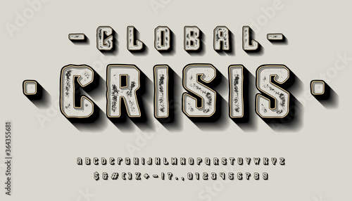 Font Global Crisis. 3d display typeface