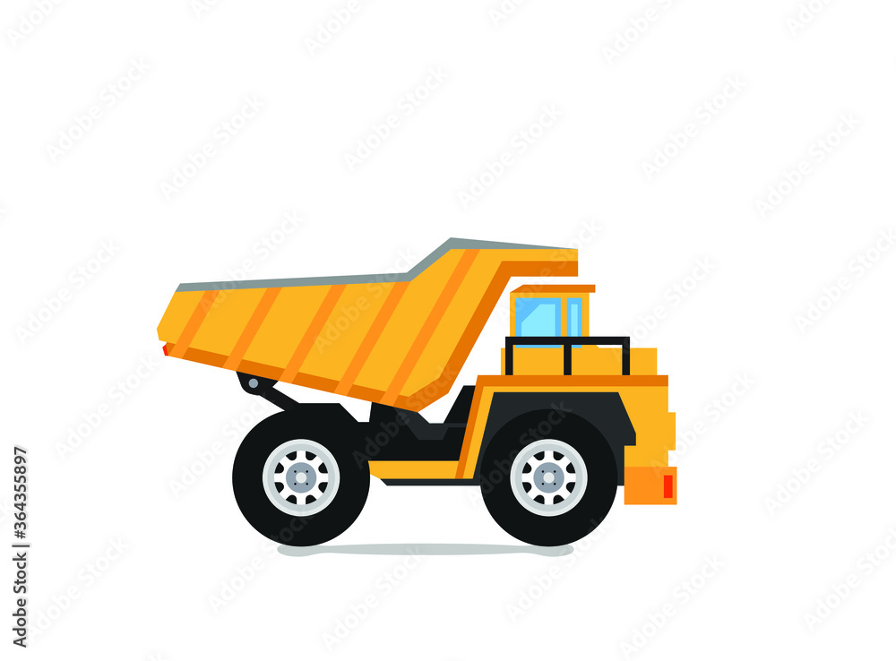 Mining Dumper Truck isolated on white (Yellow Mining Dumper Truck)