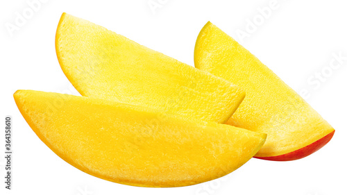 mango slice isolated on white background, clipping path, full depth of field
