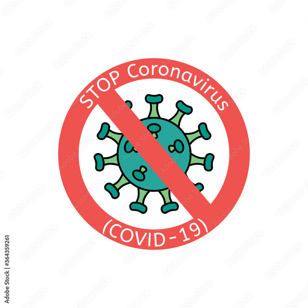 Corona virus 2019 prevention sign, prohibition sticker. Flu virus disease and infections Corona virus 2019 prevention sign, prohibition sticker. Flu virus disease and infections
