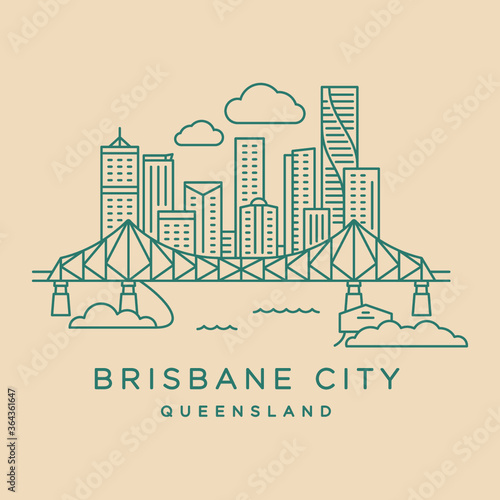 Brisbane City Queensland line icon photo