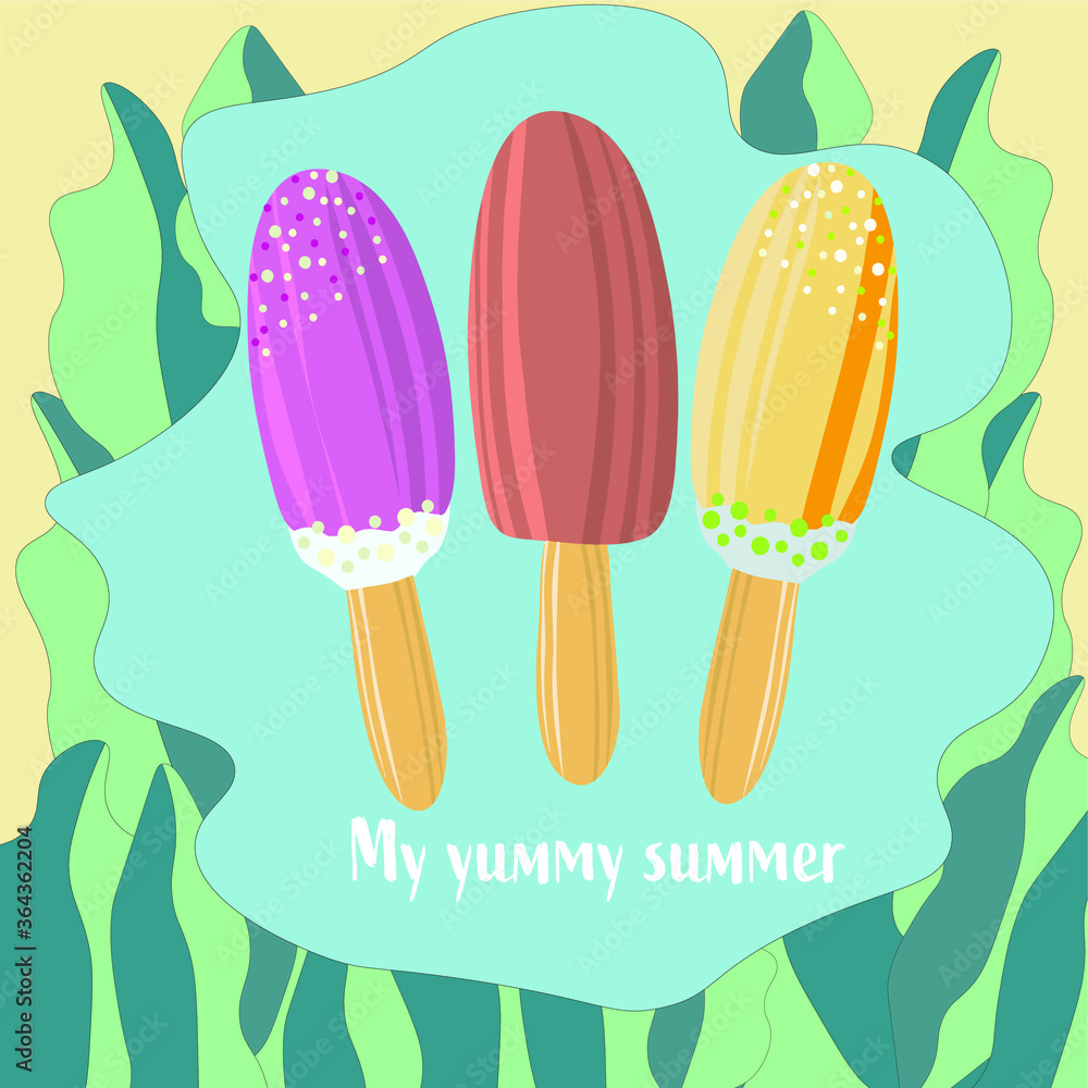 ice cream on a yellow background ice cream on a yellow background
