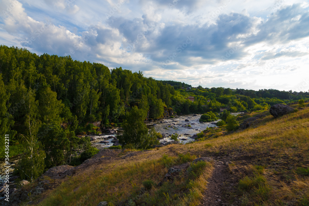 One of the popular tourist places near Yekaterinburg, river Iset threshold revun, a close-up view of the whirlpools and the river One of the popular tourist places near Yekaterinburg, river Iset threshold revun, a close-up view of the whirlpools and the river