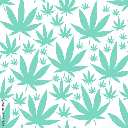 Seamless cannabis leafs pattern on transparent background. Black / coloured silhouettes cannabis leaves, repetitive pattern. 