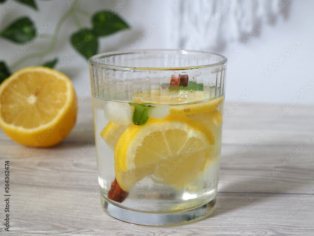 Glass of lemonade with lemon Glass of lemonade with lemon