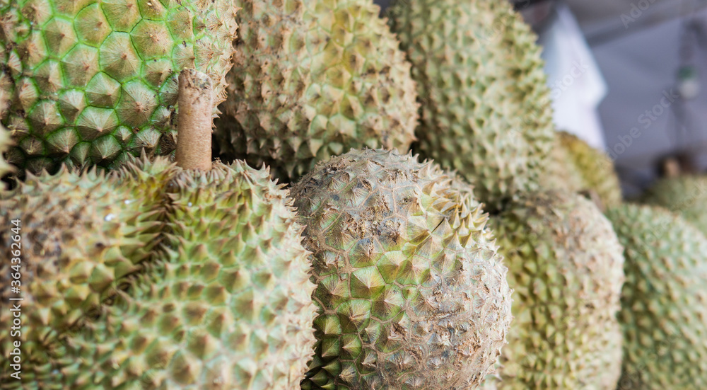 sale of durian fruits in Asian markets. The most popular and exotic fruit in the world. sale of durian fruits in Asian markets. The most popular and exotic fruit in the world.