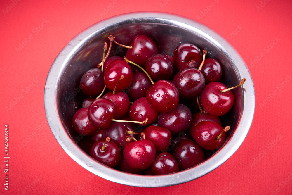 close up view for fresh dark sweet cherry with drops. healthy eating concept. close up view for fresh dark sweet cherry with drops. healthy eating concept.