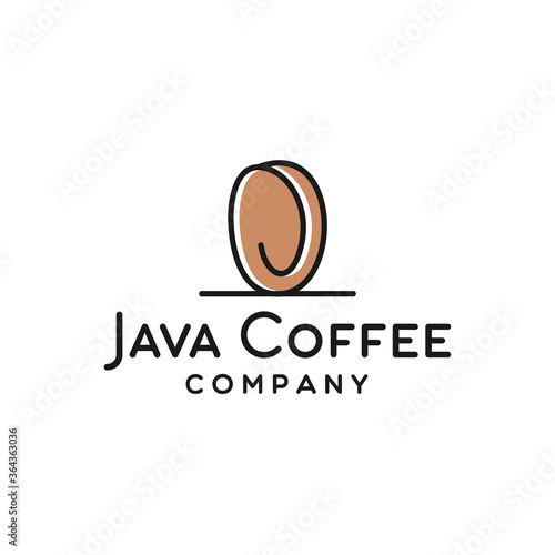 Javanese coffee with line style and flat for café and coffee shop