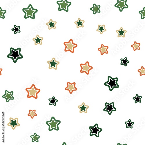 Light Green, Red vector seamless layout with bright stars. Decorative shining illustration with stars on abstract template. Pattern for trendy fabric, wallpapers.