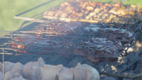 Wallpaper Mural Yummy barbecue meat on top of the grilling pan.4K Torontodigital.ca