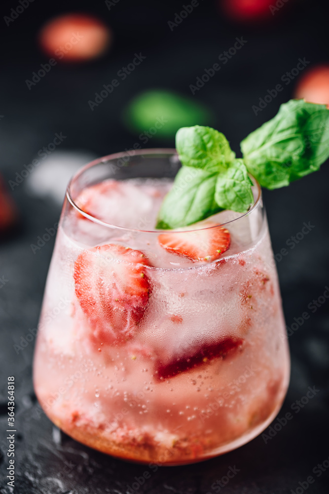 Straberry cocktail with gin and soda Straberry cocktail with gin and soda