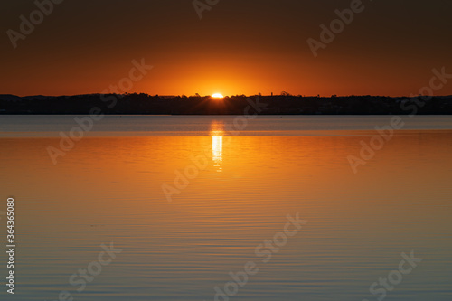 Sunset over the Lake with Clear Skies