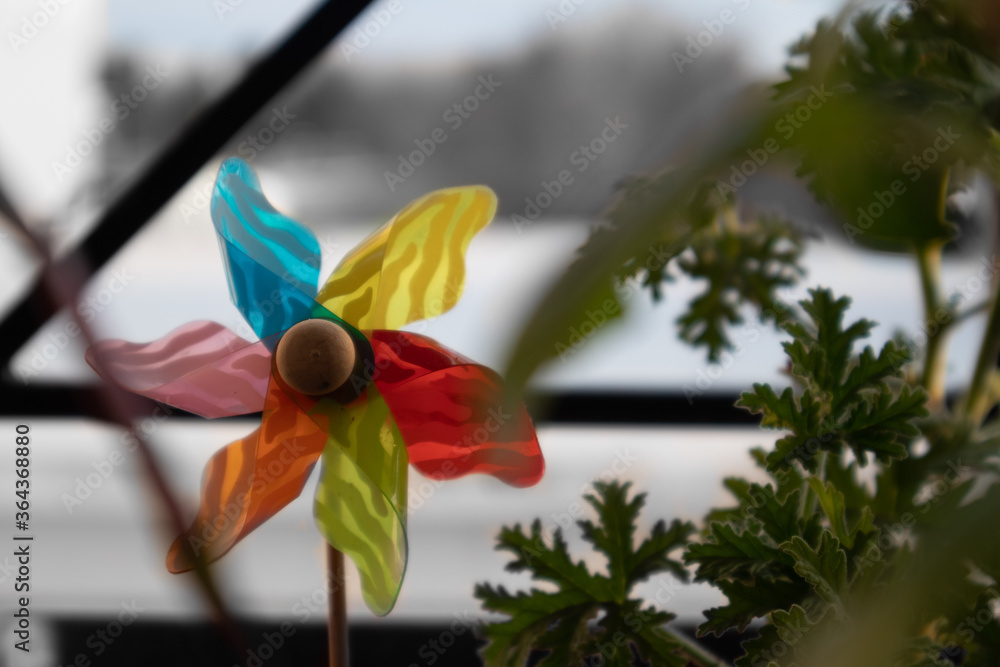 wind propeller toy rainbow color black and white background wind propeller toy rainbow color black and white background