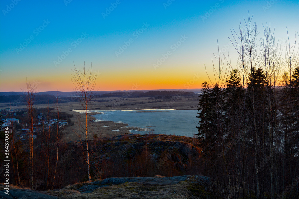 Sunset on a hill in the forest of Russia Sunset on a hill in the forest of Russia