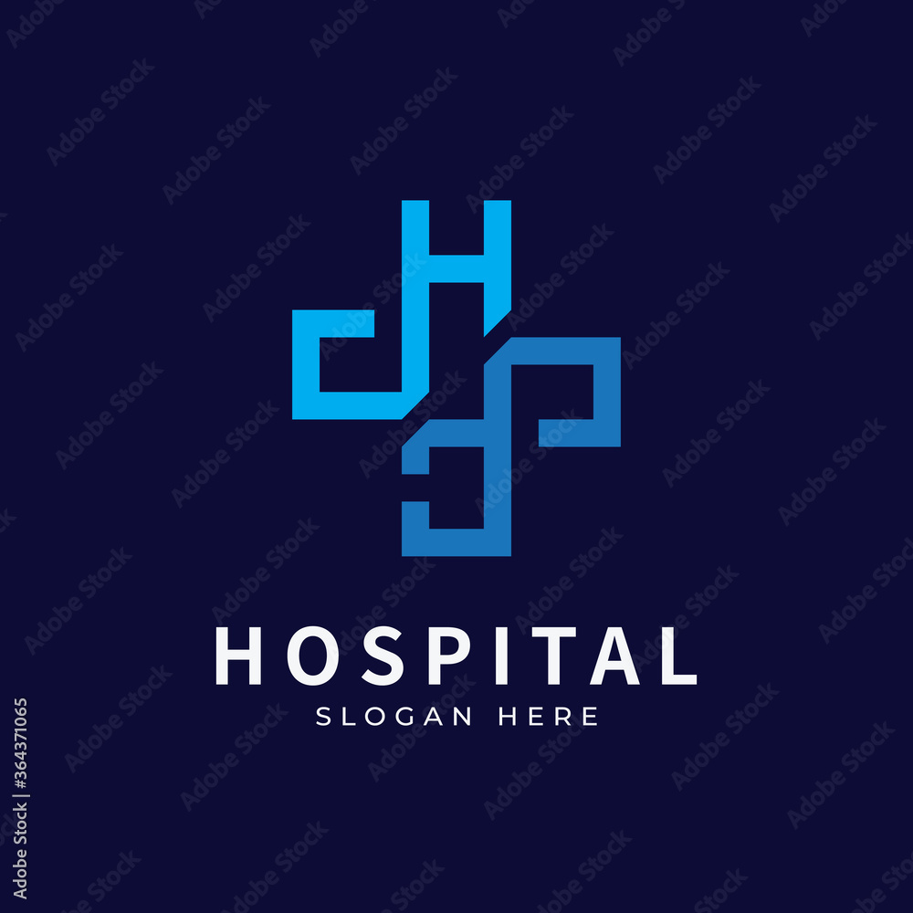 Obraz premium Health logo with initial letter H C, CH,H C logo designs concept. Medical health-care logo designs template.