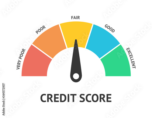 Credit score icon concept flat vector illustration. Scale changing credit information from poor to good