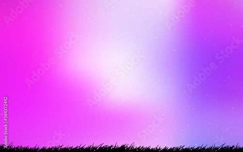 Light Purple, Pink vector background with astronomical stars. Glitter abstract illustration with colorful cosmic stars. Pattern for astronomy websites.