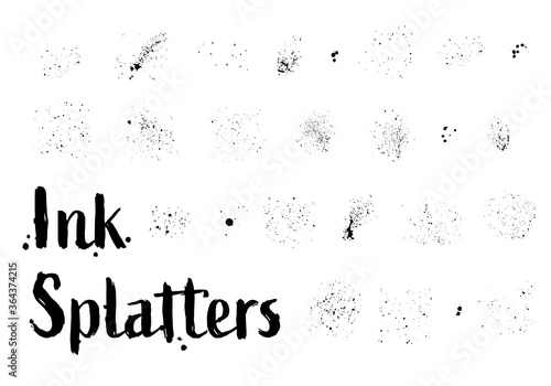 set of 21 vector light grunge black ink blots splatters and splashes