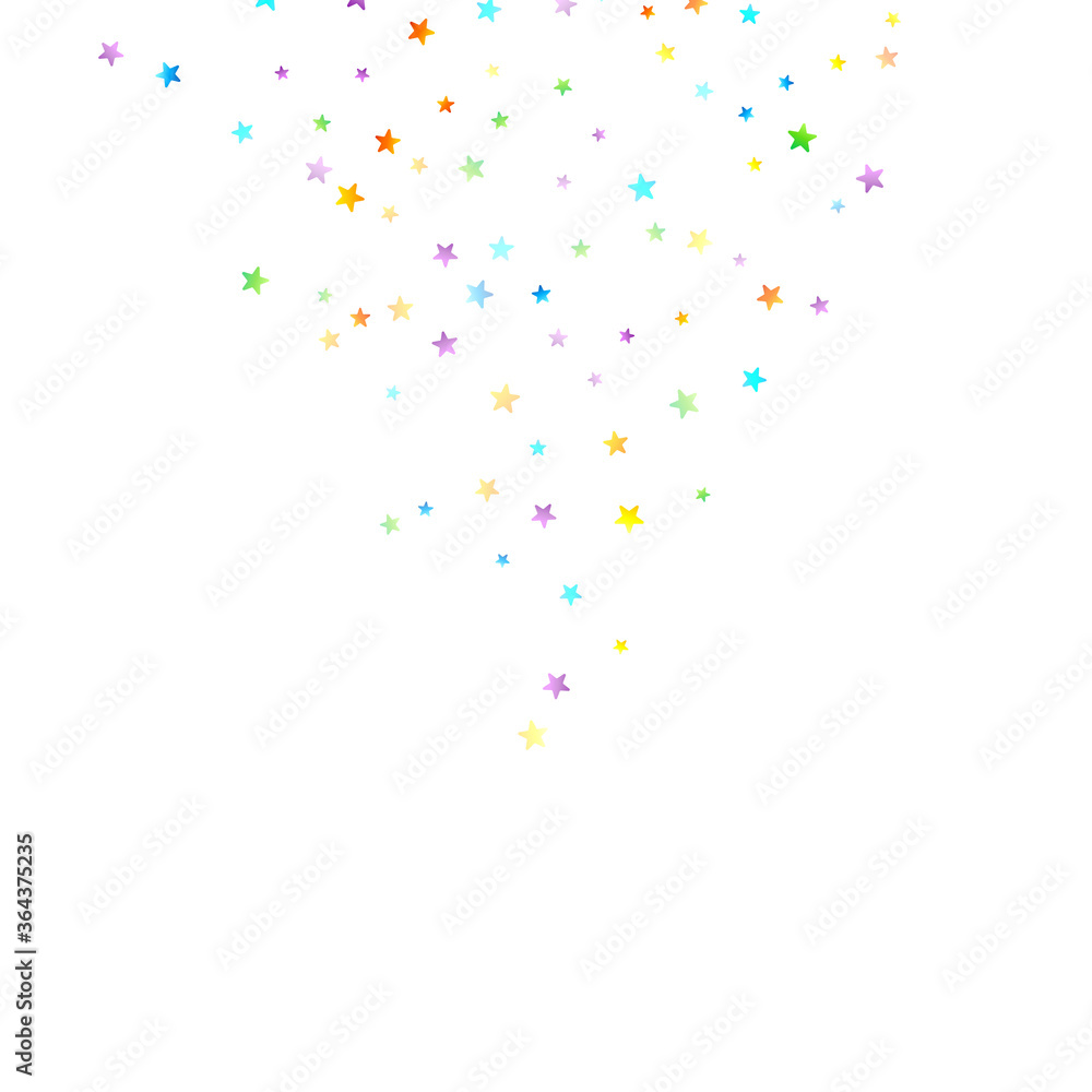 Rainbow Festive Confetti. Carnival Star Falling.