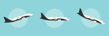 Avión. ilustración de vector de cielo azul. Concepto de transporte de turismo de viajes. Aviones de pasajeros. Avión comercial. Avión despegue, volando, aterrizaje 