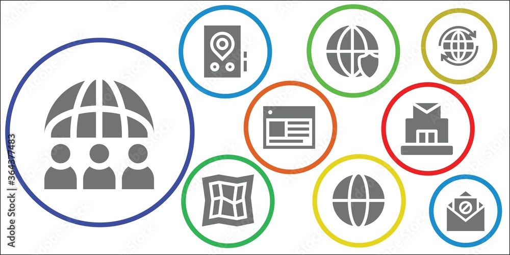 Modern Simple Set of globe Vector filled Icons Modern Simple Set of globe Vector filled Icons