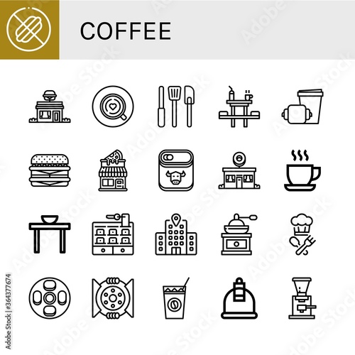 coffee simple icons set