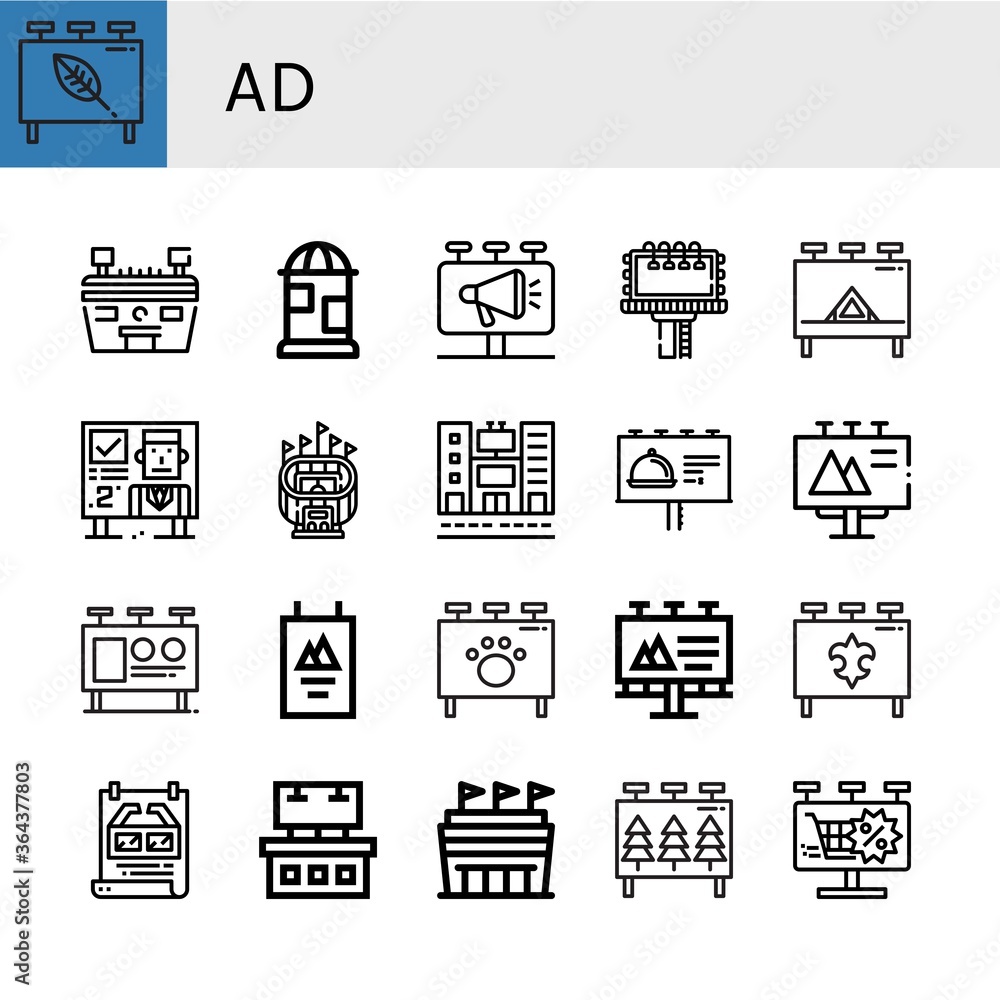 ad simple icons set ad simple icons set