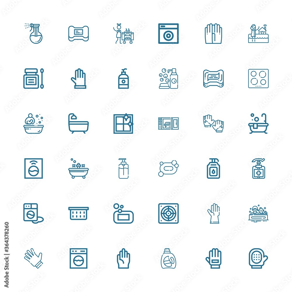 Editable 36 washing icons for web and mobile