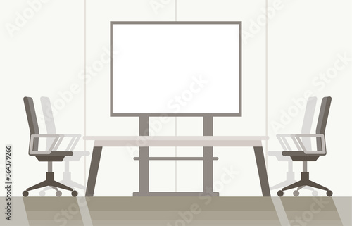 Background of conference room with a teleconferencing system. Modern flat colorful vector illustration.
