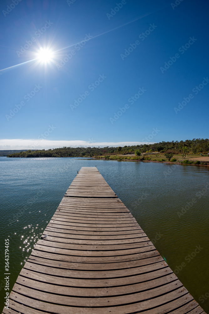 Wooden pier on the Paranoa lake. Brasilia, DF, Brazil on June 13, 2016.