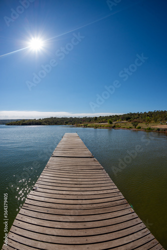 Wooden pier on the Paranoa lake. Brasilia  DF  Brazil on June 13  2016.