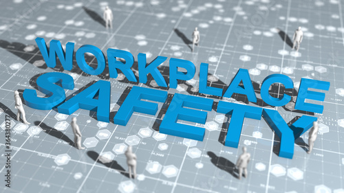 Workplace Safety and Health OSH WHS HSE safe workplace environment title - 3D Illustration Render photo