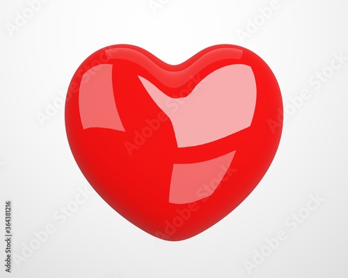 Red Heart, Symbol of Love and Valentine's Day. Isolated on White Background.